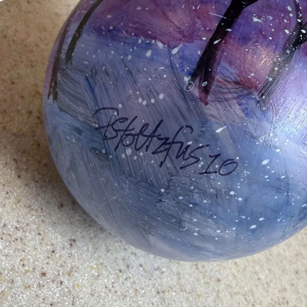 Freiman Stoltzfus Hand Painted Snowman Glass Christmas Ornament Signed 2010 Box